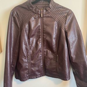 Chic Brown Faux Leather Jacket - XL